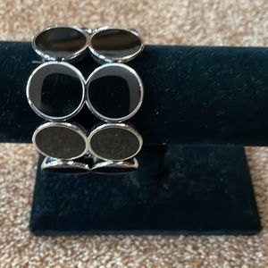 Black & Silver Stretch Statement Bracelet